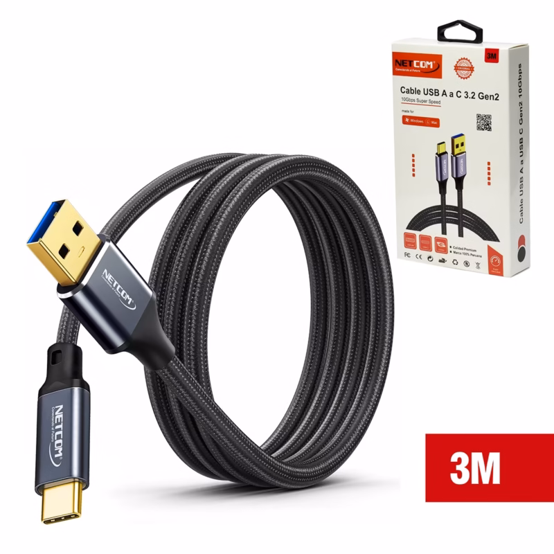 Cable USB C a USB A de mts USB Gen Gbps NETCOM PE CA