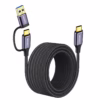 Cable USB C a USB C MT Con Adaptador USB A  Gbps W NETCOM PE CA Cable USB C a USB C de  metros Netcom PE CA enmallado y con conectores de aluminio junto a su adaptador USB A soporta Gbps y W un producto de HD Multimedia PERU SAC