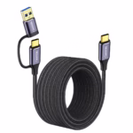 Cable USB-C a USB-C 5MT Con Adaptador USB-A 3.0 5Gbps 60W NETCOM PE-CA0085, Cable USB-C a USB-C de 5 metros Netcom PE-CA0085, enmallado y con conectores de aluminio, junto a su adaptador USB-A, soporta 5Gbps y 60W, un producto de HD Multimedia PERU SAC.