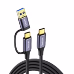 Cable USB-C a USB-C 5MT Con Adaptador USB-A 3.0 5Gbps 60W NETCOM PE-CA0085, Cable USB-C a USB-C de 5 metros Netcom PE-CA0085, enmallado y con conectores de aluminio, junto a su adaptador USB-A, soporta 5Gbps y 60W, un producto de HD Multimedia PERU SAC.