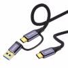 Cable USB C a USB C MT Con Adaptador USB A  Gbps W NETCOM PE CA Cable USB C a USB C de  metros Netcom PE CA enmallado y con conectores de aluminio junto a su adaptador USB A soporta Gbps y W un producto de HD Multimedia PERU SAC