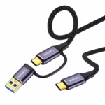 Cable USB-C a USB-C 5MT Con Adaptador USB-A 3.0 5Gbps 60W NETCOM PE-CA0085, Cable USB-C a USB-C de 5 metros Netcom PE-CA0085, enmallado y con conectores de aluminio, junto a su adaptador USB-A, soporta 5Gbps y 60W, un producto de HD Multimedia PERU SAC.