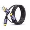 Cable USB C de  Metros Con Adaptador USB A  Gbps W NETCOM PE CA Cable USB C a USB C de  metros Netcom PE CA enmallado y con conectores de aluminio junto a su adaptador USB A soporta Gbps y W un producto de HD Multimedia PERU SAC