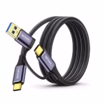 Cable USB-C de 3 Metros Con Adaptador USB-A 3.0 5Gbps 60W NETCOM PE-CA0083, Cable USB-C a USB-C de 3 metros Netcom PE-CA0083, enmallado y con conectores de aluminio, junto a su adaptador USB-A, soporta 5Gbps y 60W, un producto de HD Multimedia PERU SAC.