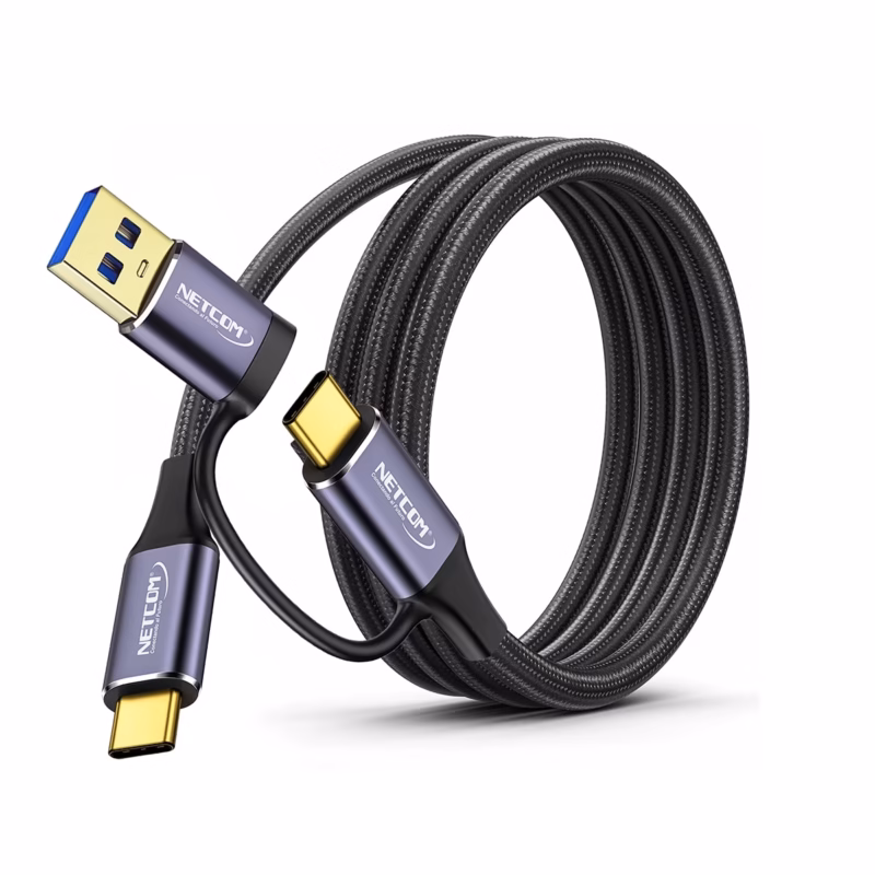 Cable USB C de  Metros Con Adaptador USB A  Gbps W NETCOM PE CA