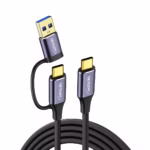 Cable USB-C de 3 Metros Con Adaptador USB-A 3.0 5Gbps 60W NETCOM PE-CA0083, Cable USB-C a USB-C de 3 metros Netcom PE-CA0083, enmallado y con conectores de aluminio, junto a su adaptador USB-A, soporta 5Gbps y 60W, un producto de HD Multimedia PERU SAC.