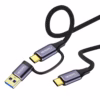 Cable USB C de  Metros Con Adaptador USB A  Gbps W NETCOM PE CA Cable USB C a USB C de  metros Netcom PE CA enmallado y con conectores de aluminio junto a su adaptador USB A soporta Gbps y W un producto de HD Multimedia PERU SAC