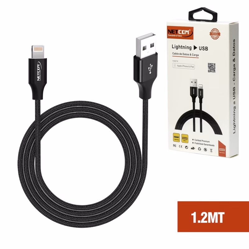 Cable USB a Lightning MT Enmallado Mbps NETCOM PE AC