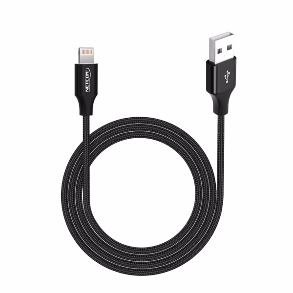 Cable USB a Lightning 1.2MT Enmallado 480Mbps NETCOM PE-AC0111, Cable USB a Lightning de 1.2 metros Netcom PE-AC0111, enmallado en nylon y con conectores metálicos, un producto premium para iPhone de HD Multimedia PERU SAC.