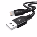 Cable USB a Lightning 1.2MT Enmallado 480Mbps NETCOM PE-AC0111, Cable USB a Lightning de 1.2 metros Netcom PE-AC0111, enmallado en nylon y con conectores metálicos, un producto premium para iPhone de HD Multimedia PERU SAC.