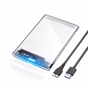 Carcasa para Disco de Laptop HDD o SSD 2.5" USB 3.0 5Gbps Case Transparente Delcom YPH-119, Carcasa transparente Delcom YPH-119 para disco duro de laptop 2.5 pulgadas SATA a USB 3.0, mostrando el interior, un producto de HD Multimedia PERU SAC.