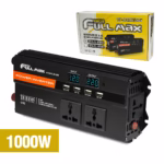 Inversor de Corriente 1000W 12V a 220V para Auto con Pantalla LCD y 4 USB - High Full Max HFM-FL-B1000, Inversor de corriente 1000W High Full Max HFM-FL-B1000 negro con pantalla LCD y múltiples puertos USB, disponible en HD Multimedia PERU SAC.