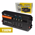 Inversor de Corriente 1500W 12V a 220V para Auto | Onda Modificada | High Full Max HFM-FL-B1500 con Pantalla LCD, Inversor de corriente para Auto de 1500W High Full Max HFM-FL-B1500 negro con pantalla LCD, 3 tomas y puertos USB, disponible en HD Multimedia PERU SAC.