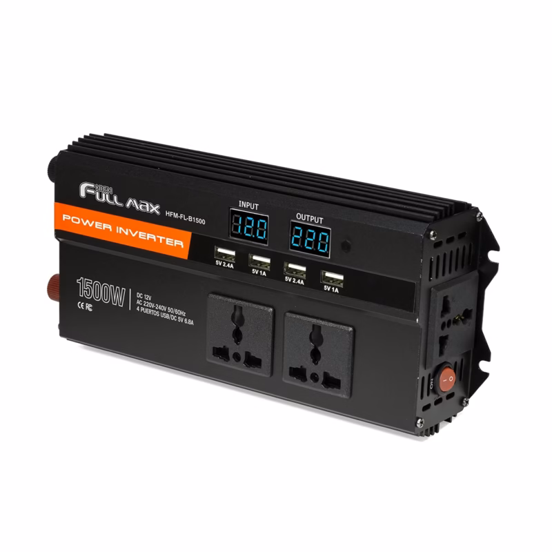 Inversor de Corriente 1500W 12V a 220V para Auto High Full Max HFM-FL-B1500 con Pantalla LCD_____04 Inversor de Corriente W V a V para Auto | Onda Modificada | High Full Max HFM FL B con Pantalla LCD