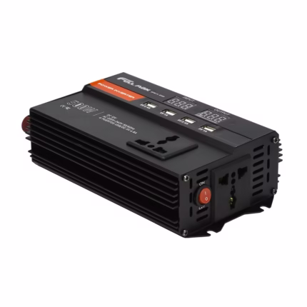 Inversor de Corriente 500W 12V a 220V para Auto con Pantalla LCD y 4 USB - High Full Max HFM-FL-B500, Inversor de corriente 500W High Full Max HFM-FL-B500 color negro con pantalla LCD y puertos USB, producto disponible en HD Multimedia PERU SAC.