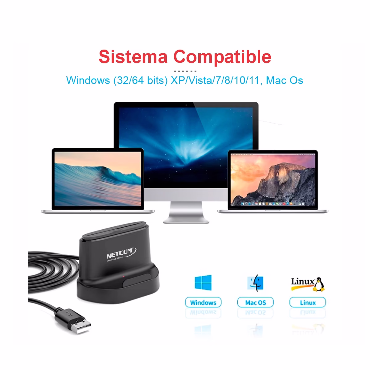 Lector de DNI Electrónico 3.0 y Smart Card USB NETCOM PE-CR0037 | Firma Digital RENIEC ISO7816, Lector de DNI electrónico 3.0 de escritorio Netcom PE-CR0037 color negro, ideal para firma digital en HD Multimedia PERU SAC., Lector para DNIe 3.0