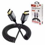 Cable Espiral HDMI 50CM 4K Ultra HD Gold Plated NETCOM PE-HDE102, Cable HDMI helicoidal conectado a cámara y monitor de campo 4K en HD Multimedia PERU SAC