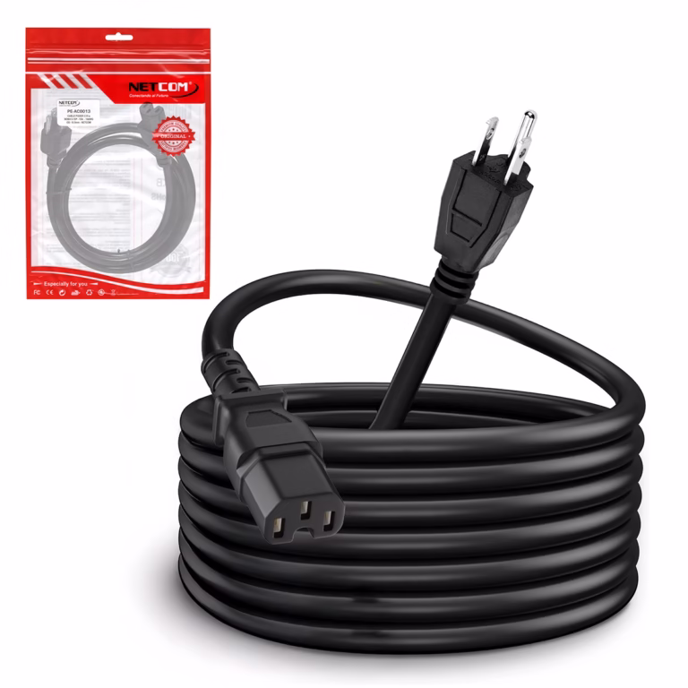 Cable de Poder C15 a NEMA 5-15P 1.8MT 14AWG 16A 100% Cobre NETCOM PE-AC0013, Cable de Poder C15 a NEMA 5-15P 1.8M Netcom 14AWG para Switch Cisco disponible en HD Multimedia PERU SAC