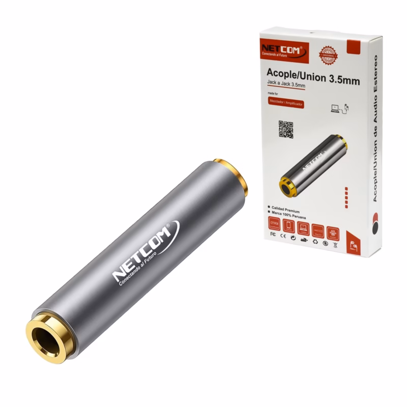 Empalme de Audio Jack mm TRRS o TRS Estéreo Gold Plated NETCOM PE AD