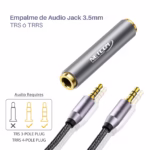 Empalme de Audio Jack 3.5mm TRRS o TRS Estéreo Gold Plated NETCOM PE-AD0010, Acoplador de Audio Estéreo, Unión Jack 3.5mm, Adaptador Unión Jack 3.5mm Gold Plated para Audio y Micrófono en HD Multimedia PERU SAC