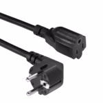 Extensión Cable Poder Schuko a NEMA 5-15R 1.8M 16AWG 220V 10A NETCOM PE-AC0011, Extensión Cable Poder Enchufe Schuko a Tomacorriente Americanoen HD Multimedia PERU SAC