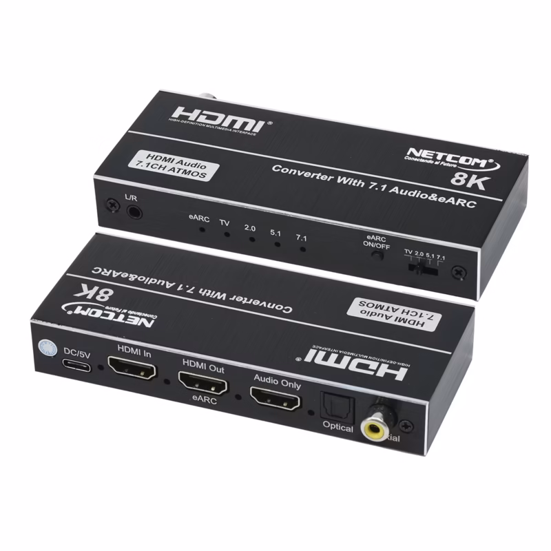 Extractor de Audio HDMI K ATMOS CH Optical Coaxial y Estéreo NETCOM PE EL