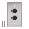 Faceplate Doble XLR Hembra Metálico Canon  PIN NETCOM PE XLR Placa de Pared con Doble Canon Hembra Wallplate Doble XLR Hembra en HD Multimedia PERU SAC
