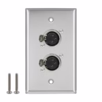 Faceplate Doble XLR Hembra Metálico (Canon) 3-PIN NETCOM PE-XLR102, Placa de Pared con Doble Canon Hembra, Wallplate Doble XLR Hembra en HD Multimedia PERU SAC