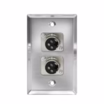 Faceplate Doble XLR Hembra Metálico (Canon) 3-PIN NETCOM PE-XLR102, Placa de Pared con Doble Canon Hembra, Wallplate Doble XLR Hembra en HD Multimedia PERU SAC