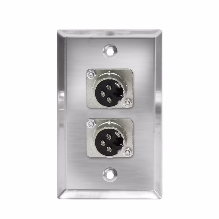 Faceplate Doble XLR Hembra Metálico Canon  PIN NETCOM PE XLR Placa de Pared con Doble Canon Hembra Wallplate Doble XLR Hembra en HD Multimedia PERU SAC