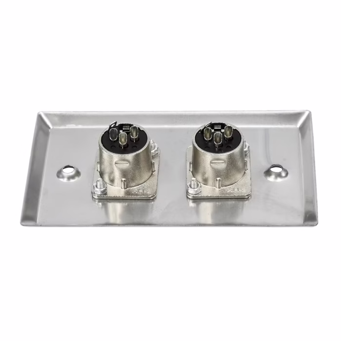 Faceplate Doble XLR Hembra Metálico Canon  PIN NETCOM PE XLR Placa de Pared con Doble Canon Hembra Wallplate Doble XLR Hembra en HD Multimedia PERU SAC
