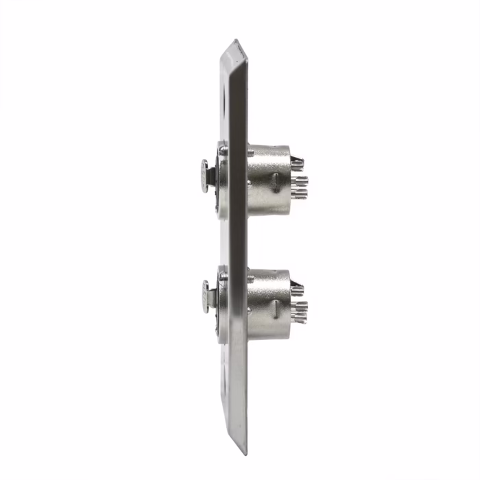Faceplate Doble XLR Hembra Metálico Canon  PIN NETCOM PE XLR Placa de Pared con Doble Canon Hembra Wallplate Doble XLR Hembra en HD Multimedia PERU SAC