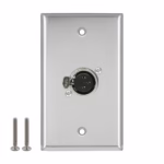 Faceplate Metálico XLR Hembra (Canon) 3-PIN NETCOM PE-XLR101, Placa de Pared con Conector Canon Hembra, Faceplate Metálico XLR Hembra de acero inoxidable Netcom PE-XLR101 entrada de micrófono en HD Multimedia PERU SAC