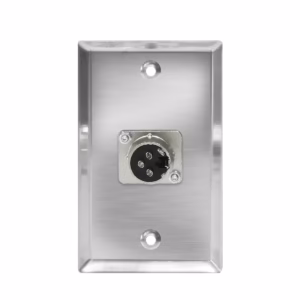 Faceplate Metálico XLR Hembra (Canon) 3-PIN NETCOM PE-XLR101, Placa de Pared con Conector Canon Hembra, Faceplate Metálico XLR Hembra de acero inoxidable Netcom PE-XLR101 entrada de micrófono en HD Multimedia PERU SAC