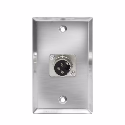 Faceplate Metálico XLR Hembra (Canon) 3-PIN NETCOM PE-XLR101, Placa de Pared con Conector Canon Hembra, Faceplate Metálico XLR Hembra de acero inoxidable Netcom PE-XLR101 entrada de micrófono en HD Multimedia PERU SAC