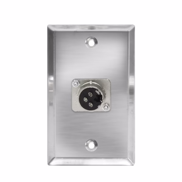 Faceplate Metálico XLR Hembra (Canon) 3-PIN NETCOM PE-XLR101, Placa de Pared con Conector Canon Hembra, Faceplate Metálico XLR Hembra de acero inoxidable Netcom PE-XLR101 entrada de micrófono en HD Multimedia PERU SAC