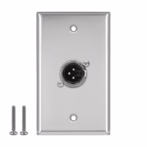 Faceplate Metálico XLR Macho (Canon) 3-PIN NETCOM PE-XLR001, Faceplate Metálico XLR Macho de acero inoxidable Netcom PE-XLR001, Faceplate XLR, Placa XLR para empotrar, en HD Multimedia PERU SAC