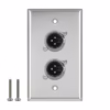 Faceplate de  XLR Macho Metálico Canon  PIN NETCOM PE XLR Placa de Pared con  Canon Macho Faceplate Doble XLR Macho Metálico Acero Inoxidable Netcom PE XLR en HD Multimedia PERU SAC