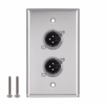 Faceplate de 2 XLR Macho Metálico Canon 3-PIN NETCOM PE-XLR002, Placa de Pared con 2 Canon Macho, Faceplate Doble XLR Macho Metálico Acero Inoxidable Netcom PE-XLR002 en HD Multimedia PERU SAC