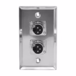 Faceplate de 2 XLR Macho Metálico Canon 3-PIN NETCOM PE-XLR002, Placa de Pared con 2 Canon Macho, Faceplate Doble XLR Macho Metálico Acero Inoxidable Netcom PE-XLR002 en HD Multimedia PERU SAC