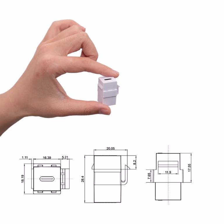 Jack Keystone USB-C Hembra a Hembra 180° Finder TM-USB-08C-C Blanco, JACK USB-C, Keystone USB Type-C en HD Multimedia PERU SAC