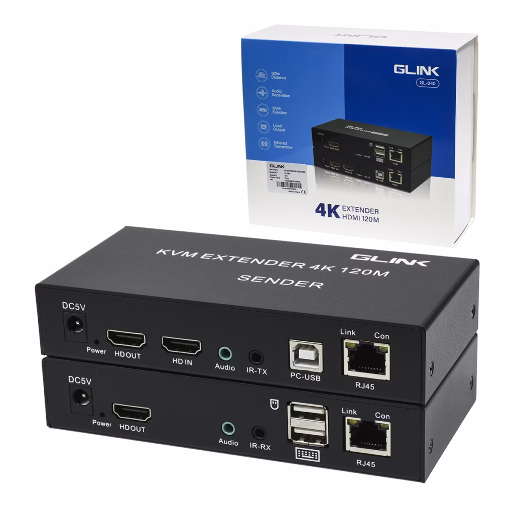 KVM Extender HDMI con USB de MT por UTP Glink GL  | Teclado Mouse Audio y Video por Cable LAN a Largas Distancias Extensor de Video Audio Teclado y Mouse por cable LAN en HD Multimedia PERU SAC
