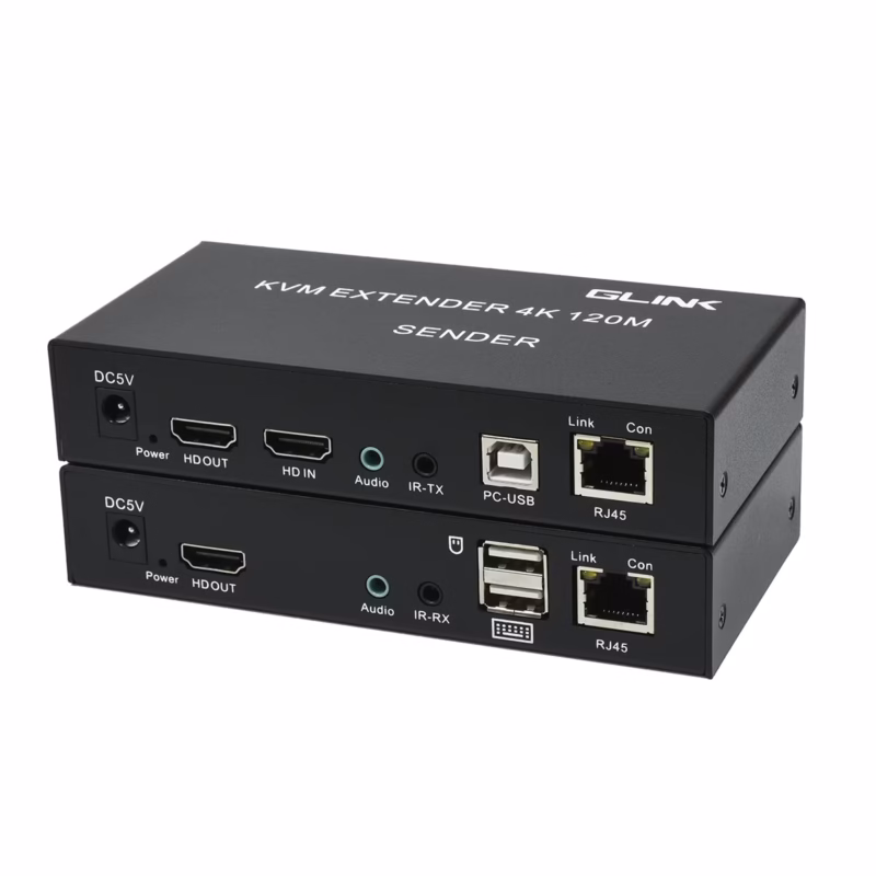 KVM Extender HDMI con USB y Audio de 120MT por UTP Glink GL-040____01 KVM Extender HDMI con USB de MT por UTP Glink GL | Teclado Mouse Audio y Video por Cable LAN a Largas Distancias