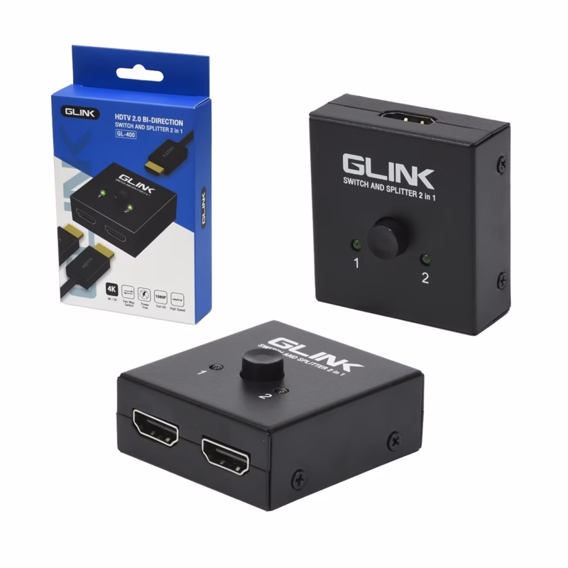 Splitter Switch HDMI K Bi Direccional Glink GL  × o × Metálico La solución Práctica a tu alcance