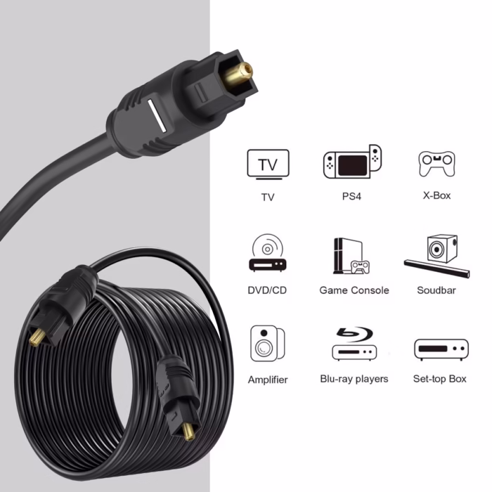 Cable de Audio Óptico Digital  Metros Toslink Glink GP  Alta Fidelidad Cable Toslink de  metros Glink GP  en HD Multimedia PERU SAC