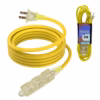 Extensión Eléctrica Vulcanizada 3 Metros 3 Tomas American NET GP-249-3M, Enchufe plano de extensión eléctrica amarilla 18AWG American NET en HD Multimedia PERU SAC