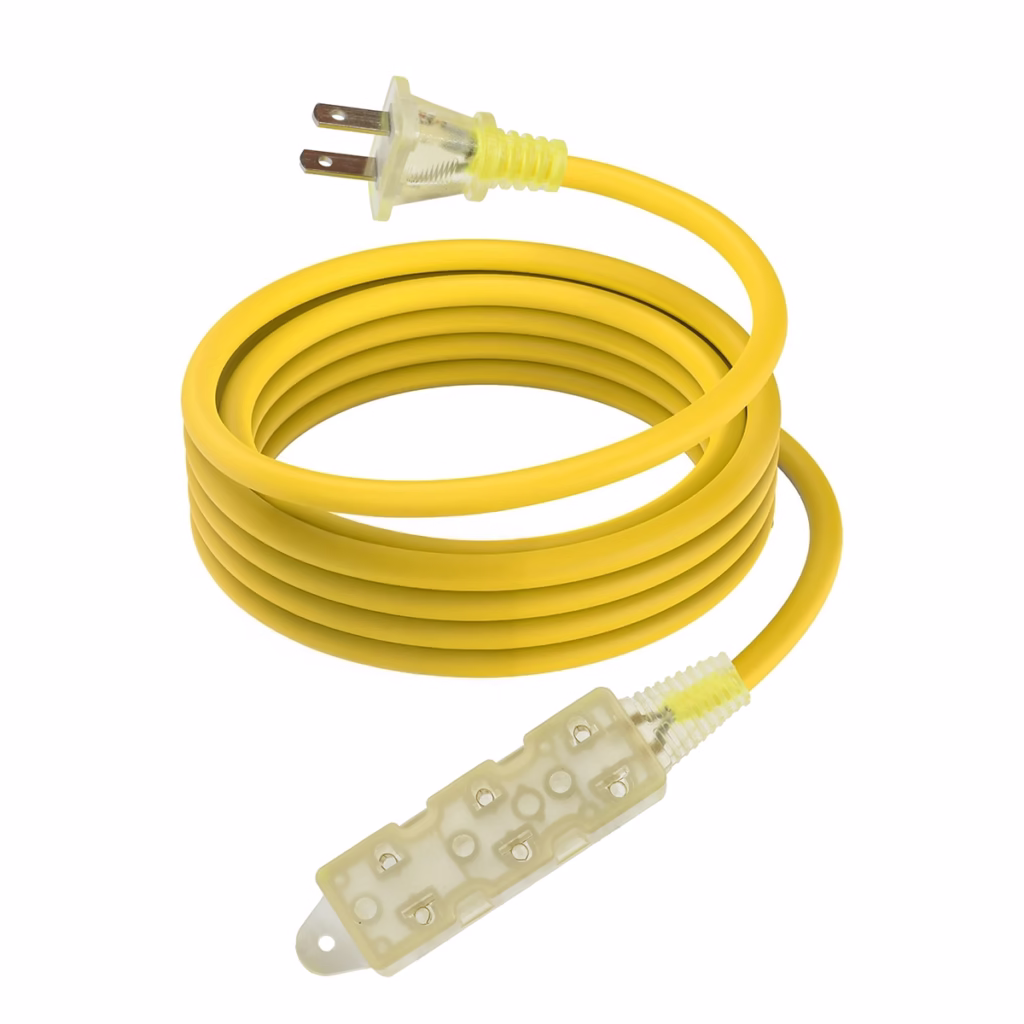 Extensión Eléctrica Vulcanizada  Metros  Tomas American NET GP  M Enchufe plano de extensión eléctrica amarilla AWG American NET en HD Multimedia PERU SAC