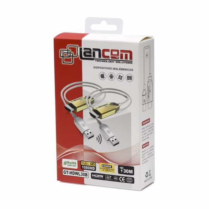Extensor HDMI Inalámbrico M Full HD GHz Lancom GT HDWLB Transmisor y Receptor HDMI inalambrico conectado a Laptop y Proyector en HD Multimedia PERU SAC