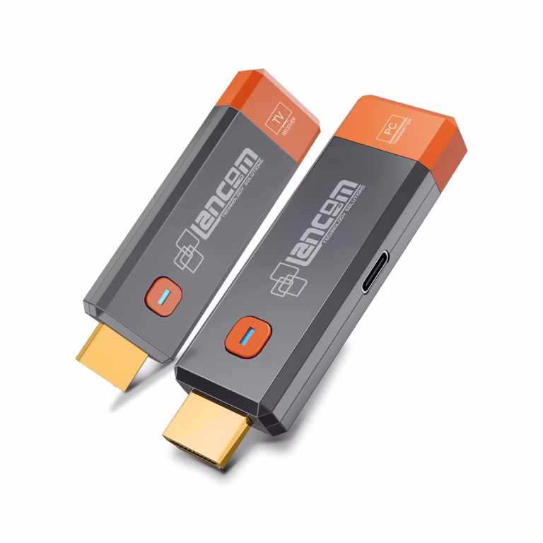 Extensor HDMI Inalámbrico 50M Full HD 60Hz 5.8GHz Lancom GT-HDWL50B, Kit Transmisor y Receptor HDMI Wireless 50m conectado a laptop y proyector en HD Multimedia PERU SAC