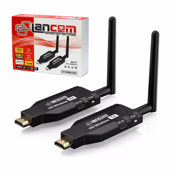 Extensor HDMI Inalámbrico 50m Lancom GT-HDWL50C Negro H.265 5dBi en HD Multimedia PERU SAC, HDMI Inalámbrico, Video WIFI